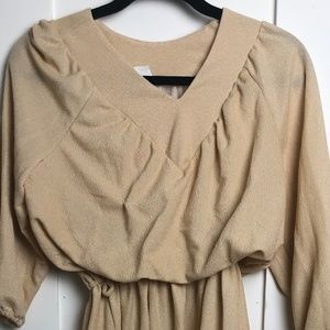 Shimmer Gold Long Sleeve Dress